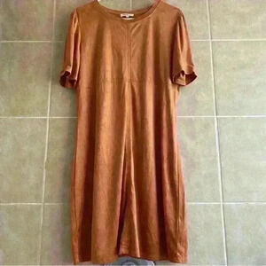 Another Love Demi Suede Mini Dress Size Large Maple Camel Tan Fall Thanksgiving